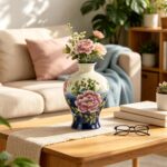 KAMMAK Colored Ceramic Vase, Beautiful Hand-Painted Decorative Vase, Modern Art Porcelain Vase for Flower Mantle Dining Table Centerpiece, Entryway Living Room Wedding...