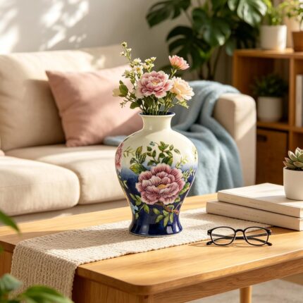 KAMMAK Colored Ceramic Vase, Beautiful Hand-Painted Decorative Vase, Modern Art Porcelain Vase for Flower Mantle Dining Table Centerpiece, Entryway Living Room Wedding...