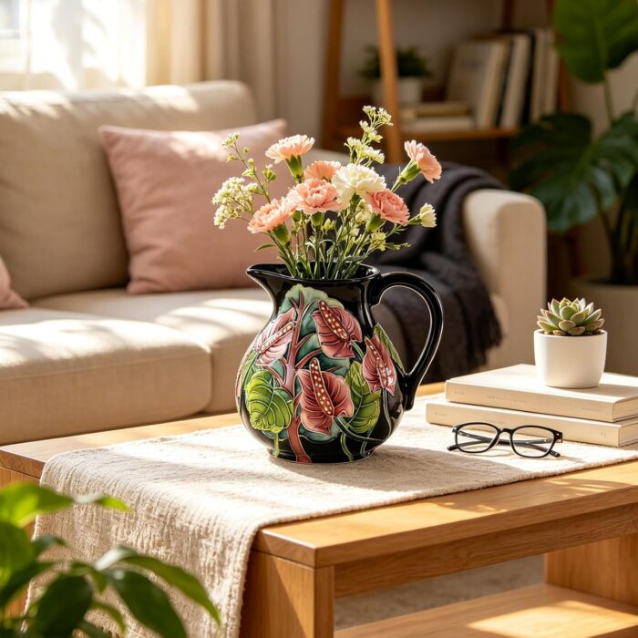 KAMMAK Colored Ceramic Vase, Beautiful Hand-Painted Decorative Vase, Modern Art Porcelain Vase for Flower Mantle Dining Table Centerpiece, Entryway Living Room Wedding...
