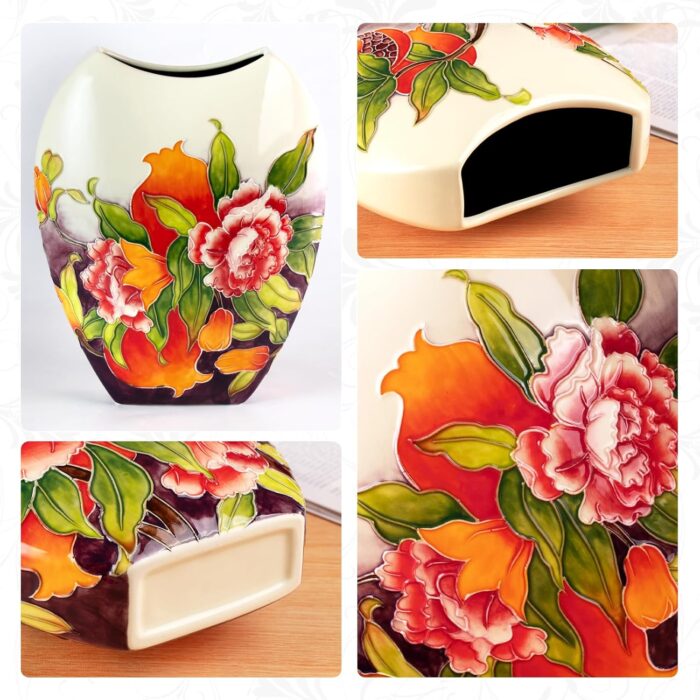 KAMMAK Colored Ceramic Vase, Beautiful Hand-Painted Decorative Vase, Modern Art Porcelain Vase for Flower Mantle Dining Table Centerpiece, Entryway Living Room Wedding...