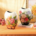 KAMMAK Colored Ceramic Vase, Beautiful Hand-Painted Decorative Vase, Modern Art Porcelain Vase for Flower Mantle Dining Table Centerpiece, Entryway Living Room Wedding...