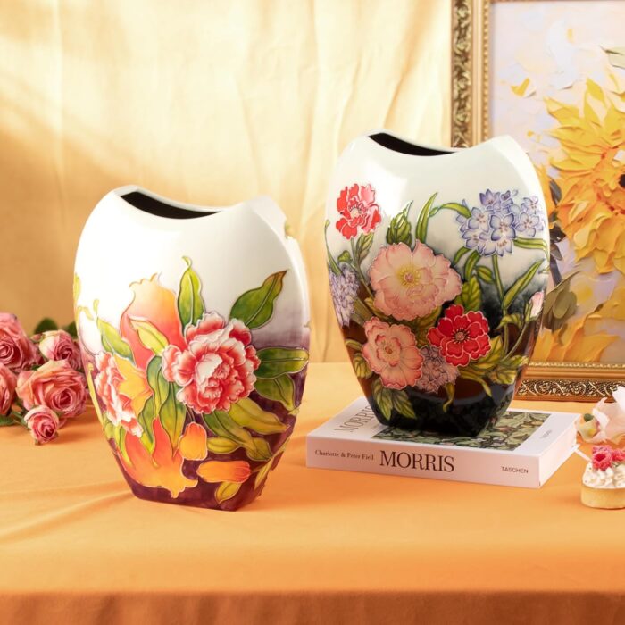 KAMMAK Colored Ceramic Vase, Beautiful Hand-Painted Decorative Vase, Modern Art Porcelain Vase for Flower Mantle Dining Table Centerpiece, Entryway Living Room Wedding...