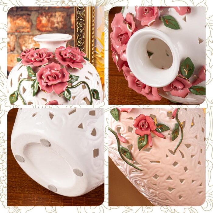 KAMMAK Colored Ceramic Vase, Beautiful Hand-Painted Decorative Vase, Modern Art Porcelain Vase for Flower Mantle Dining Table Centerpiece, Entryway Living Room Wedding...