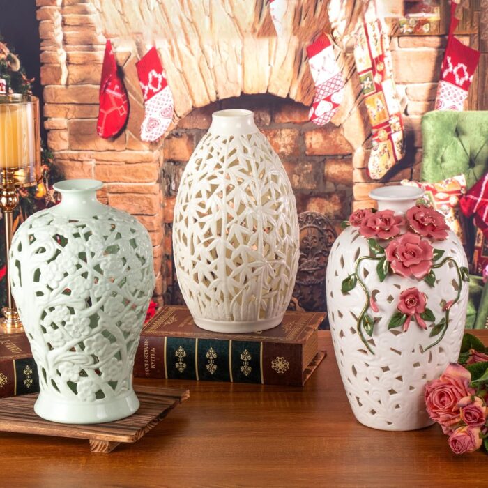 KAMMAK Colored Ceramic Vase, Beautiful Hand-Painted Decorative Vase, Modern Art Porcelain Vase for Flower Mantle Dining Table Centerpiece, Entryway Living Room Wedding...
