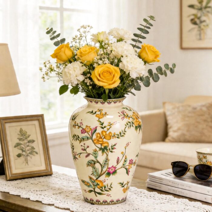 KAMMAK Colored Ceramic Vase, Beautiful Hand-Painted Decorative Vase, Modern Art Porcelain Vase for Flower Mantle Dining Table Centerpiece, Entryway Living Room Wedding...