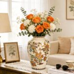 KAMMAK Colored Ceramic Vase, Beautiful Hand-Painted Decorative Vase, Modern Art Porcelain Vase for Flower Mantle Dining Table Centerpiece, Entryway Living Room Wedding...