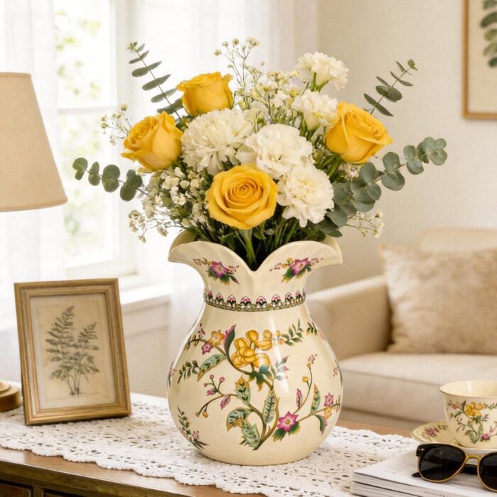 KAMMAK Colored Ceramic Vase, Beautiful Hand-Painted Decorative Vase, Modern Art Porcelain Vase for Flower Mantle Dining Table Centerpiece, Entryway Living Room Wedding...