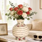 KAMMAK Colored Ceramic Vase, Beautiful Hand-Painted Decorative Vase, Modern Art Porcelain Vase for Flower Mantle Dining Table Centerpiece, Entryway Living Room Wedding...