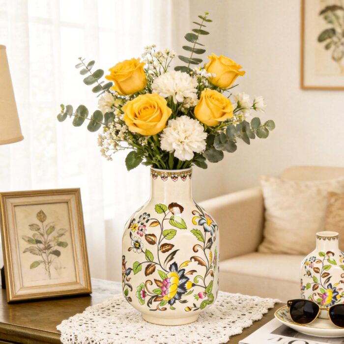 KAMMAK Colored Ceramic Vase, Beautiful Hand-Painted Decorative Vase, Modern Art Porcelain Vase for Flower Mantle Dining Table Centerpiece, Entryway Living Room Wedding...
