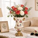 KAMMAK Colored Ceramic Vase, Beautiful Hand-Painted Decorative Vase, Modern Art Porcelain Vase for Flower Mantle Dining Table Centerpiece, Entryway Living Room Wedding...