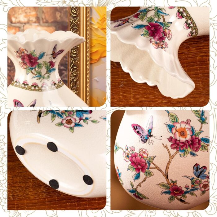 KAMMAK Colored Ceramic Vase, Beautiful Hand-Painted Decorative Vase, Modern Art Porcelain Vase for Flower Mantle Dining Table Centerpiece, Entryway Living Room Wedding...