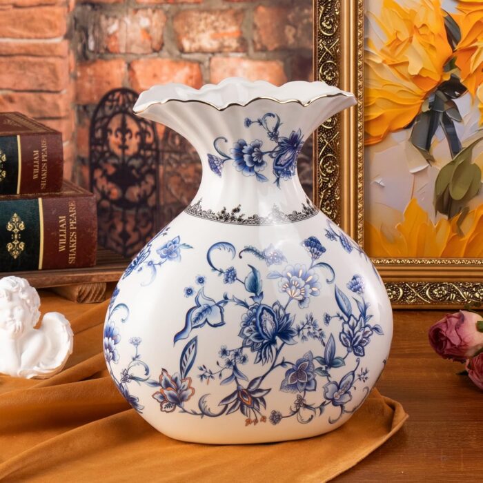 KAMMAK Colored Ceramic Vase, Beautiful Hand-Painted Decorative Vase, Modern Art Porcelain Vase for Flower Mantle Dining Table Centerpiece, Entryway Living Room Wedding...