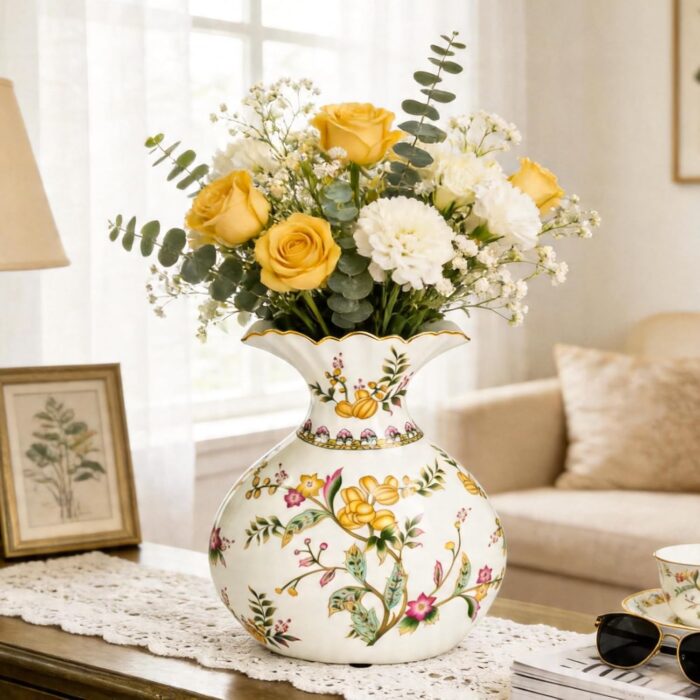 KAMMAK Colored Ceramic Vase, Beautiful Hand-Painted Decorative Vase, Modern Art Porcelain Vase for Flower Mantle Dining Table Centerpiece, Entryway Living Room Wedding...