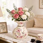 KAMMAK Colored Ceramic Vase, Beautiful Hand-Painted Decorative Vase, Modern Art Porcelain Vase for Flower Mantle Dining Table Centerpiece, Entryway Living Room Wedding...