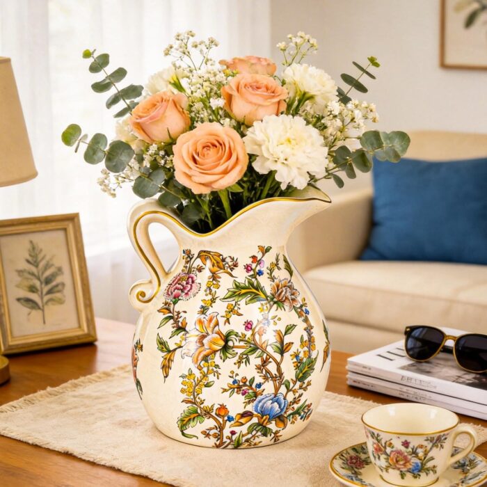 KAMMAK Colored Ceramic Vase, Beautiful Hand-Painted Decorative Vase, Modern Art Porcelain Vase for Flower Mantle Dining Table Centerpiece, Entryway Living Room Wedding...