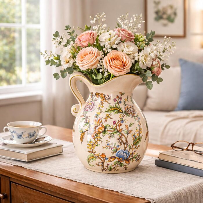 KAMMAK Colored Ceramic Vase, Beautiful Hand-Painted Decorative Vase, Modern Art Porcelain Vase for Flower Mantle Dining Table Centerpiece, Entryway Living Room Wedding...