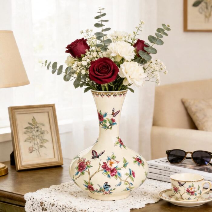 KAMMAK Colored Ceramic Vase, Beautiful Hand-Painted Decorative Vase, Modern Art Porcelain Vase for Flower Mantle Dining Table Centerpiece, Entryway Living Room Wedding...
