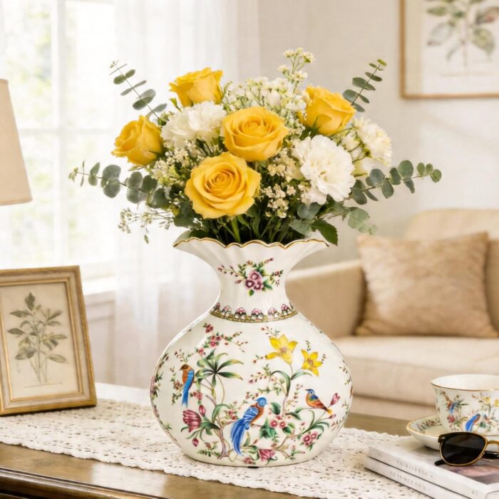 KAMMAK Colored Ceramic Vase, Beautiful Hand-Painted Decorative Vase, Modern Art Porcelain Vase for Flower Mantle Dining Table Centerpiece, Entryway Living Room Wedding...