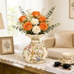 KAMMAK Colored Ceramic Vase, Beautiful Hand-Painted Decorative Vase, Modern Art Porcelain Vase for Flower Mantle Dining Table Centerpiece, Entryway Living Room Wedding...