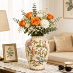 KAMMAK Colored Ceramic Vase, Beautiful Hand-Painted Decorative Vase, Modern Art Porcelain Vase for Flower Mantle Dining Table Centerpiece, Entryway Living Room Wedding...
