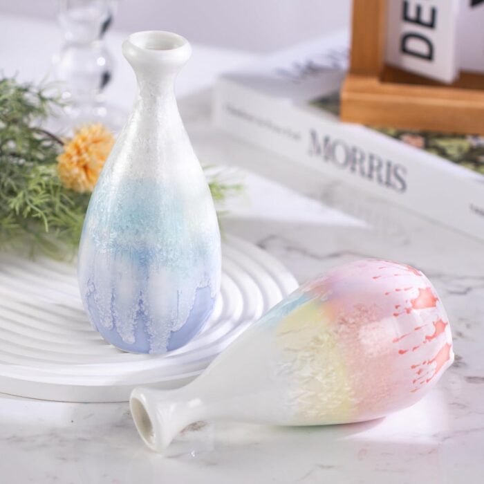 KAMMAK Colored Ceramic Vase, Beautiful Hand-Painted Decorative Vase, Modern Art Porcelain Vase for Flower Mantle Dining Table Centerpiece, Entryway Living Room Wedding...