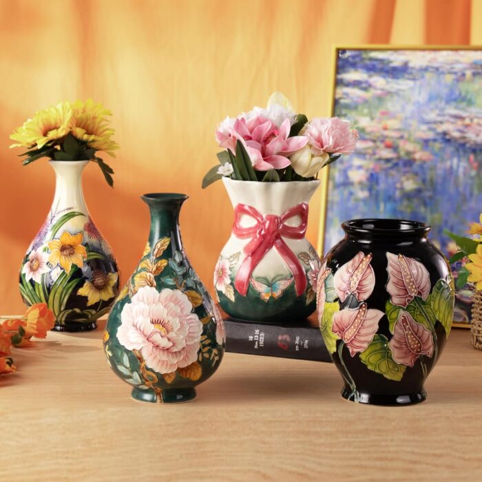 KAMMAK Colored Ceramic Vase, Beautiful Hand-Painted Decorative Vase, Modern Art Porcelain Vase for Flower Mantle Dining Table Centerpiece, Entryway Living Room Wedding...