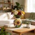 KAMMAK Colored Ceramic Vase, Beautiful Hand-Painted Decorative Vase, Modern Art Porcelain Vase for Flower Mantle Dining Table Centerpiece, Entryway Living Room Wedding...