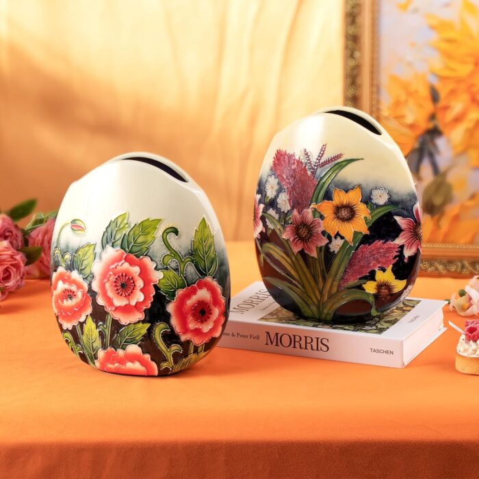 KAMMAK Colored Ceramic Vase, Beautiful Hand-Painted Decorative Vase, Modern Art Porcelain Vase for Flower Mantle Dining Table Centerpiece, Entryway Living Room Wedding...