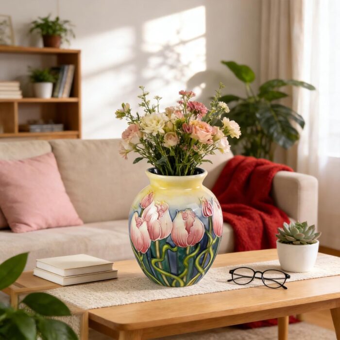 KAMMAK Colored Ceramic Vase, Beautiful Hand-Painted Decorative Vase, Modern Art Porcelain Vase for Flower Mantle Dining Table Centerpiece, Entryway Living Room Wedding...