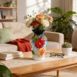 KAMMAK Colored Ceramic Vase, Beautiful Hand-Painted Decorative Vase, Modern Art Porcelain Vase for Flower Mantle Dining Table Centerpiece, Entryway Living Room Wedding...