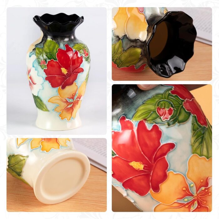 KAMMAK Colored Ceramic Vase, Beautiful Hand-Painted Decorative Vase, Modern Art Porcelain Vase for Flower Mantle Dining Table Centerpiece, Entryway Living Room Wedding...