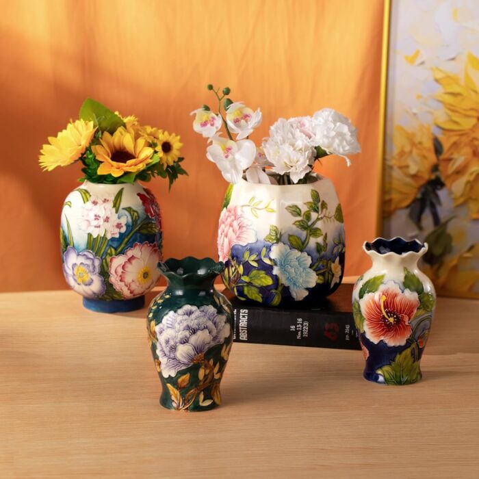 KAMMAK Colored Ceramic Vase, Beautiful Hand-Painted Decorative Vase, Modern Art Porcelain Vase for Flower Mantle Dining Table Centerpiece, Entryway Living Room Wedding...