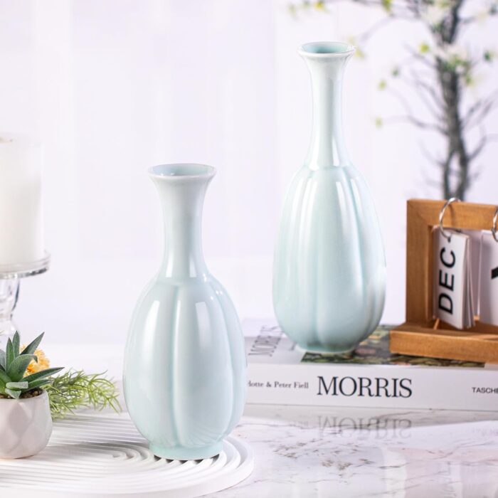 KAMMAK Colored Ceramic Vase, Beautiful Hand-Painted Decorative Vase, Modern Art Porcelain Vase for Flower Mantle Dining Table Centerpiece, Entryway Living Room Wedding...