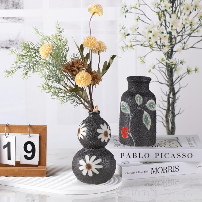KAMMAK Colored Ceramic Vase, Beautiful Hand-Painted Decorative Vase, Modern Art Porcelain Vase for Flower Mantle Dining Table Centerpiece, Entryway Living Room Wedding...