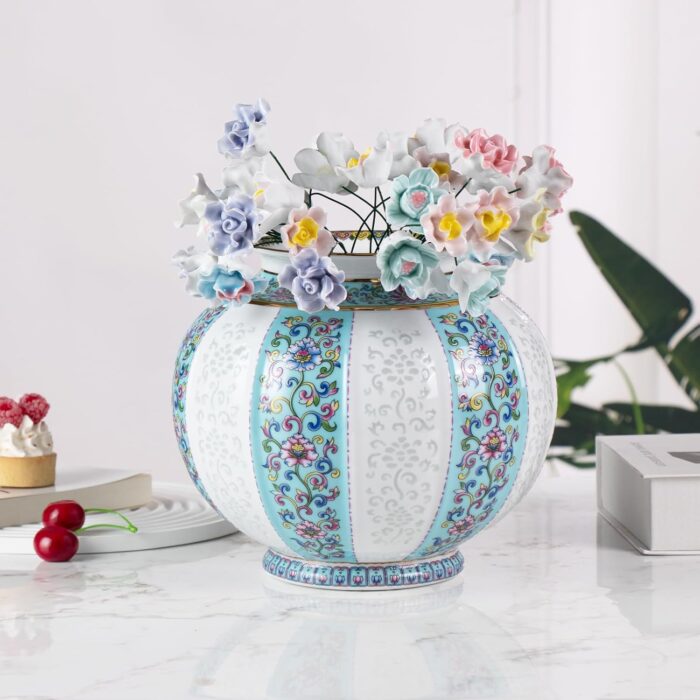 KAMMAK Colored Ceramic Vase, Beautiful Hand-Painted Decorative Vase, Modern Art Porcelain Vase for Flower Mantle Dining Table Centerpiece, Entryway Living Room Wedding...