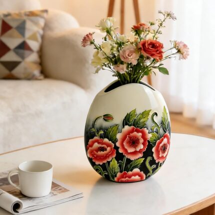 KAMMAK Colored Ceramic Vase, Beautiful Hand-Painted Decorative Vase, Modern Art Porcelain Vase for Flower Mantle Dining Table Centerpiece, Entryway Living Room Wedding...
