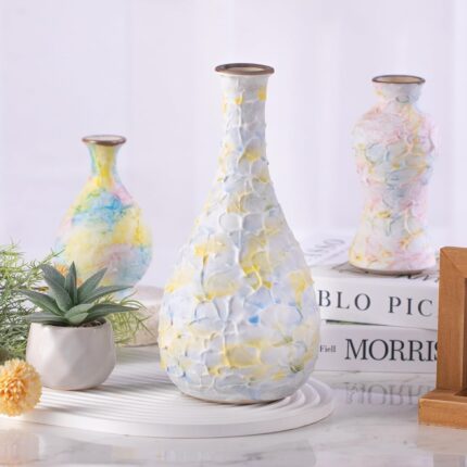 KAMMAK Colored Ceramic Vase, Beautiful Hand-Painted Decorative Vase, Modern Art Porcelain Vase for Flower Mantle Dining Table Centerpiece, Entryway Living Room Wedding...