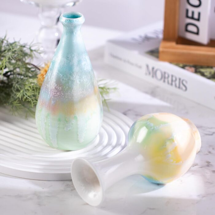 KAMMAK Colored Ceramic Vase, Beautiful Hand-Painted Decorative Vase, Modern Art Porcelain Vase for Flower Mantle Dining Table Centerpiece, Entryway Living Room Wedding...
