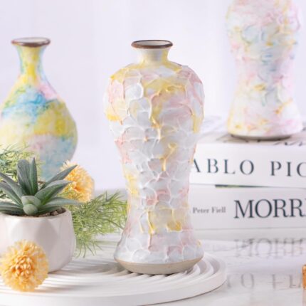 KAMMAK Colored Ceramic Vase, Beautiful Hand-Painted Decorative Vase, Modern Art Porcelain Vase for Flower Mantle Dining Table Centerpiece, Entryway Living Room Wedding...