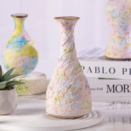 KAMMAK Colored Ceramic Vase, Beautiful Hand-Painted Decorative Vase, Modern Art Porcelain Vase for Flower Mantle Dining Table Centerpiece, Entryway Living Room Wedding...