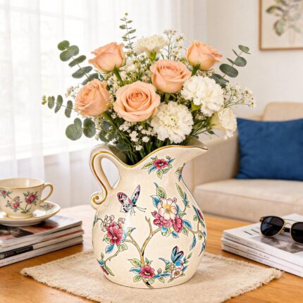 KAMMAK Colored Ceramic Vase, Beautiful Hand-Painted Decorative Vase, Modern Art Porcelain Vase for Flower Mantle Dining Table Centerpiece, Entryway Living Room Wedding...