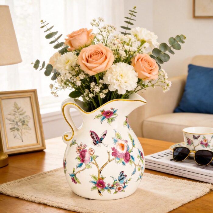 KAMMAK Colored Ceramic Vase, Beautiful Hand-Painted Decorative Vase, Modern Art Porcelain Vase for Flower Mantle Dining Table Centerpiece, Entryway Living Room Wedding...