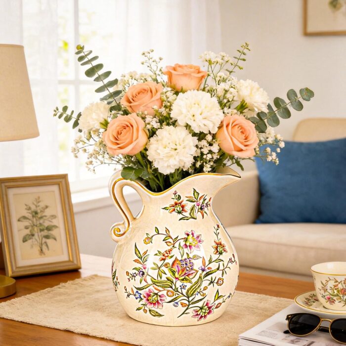 KAMMAK Colored Ceramic Vase, Beautiful Hand-Painted Decorative Vase, Modern Art Porcelain Vase for Flower Mantle Dining Table Centerpiece, Entryway Living Room Wedding...