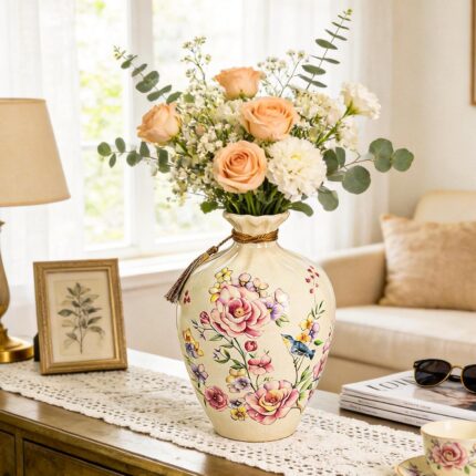KAMMAK Colored Ceramic Vase, Beautiful Hand-Painted Decorative Vase, Modern Art Porcelain Vase for Flower Mantle Dining Table Centerpiece, Entryway Living Room Wedding...