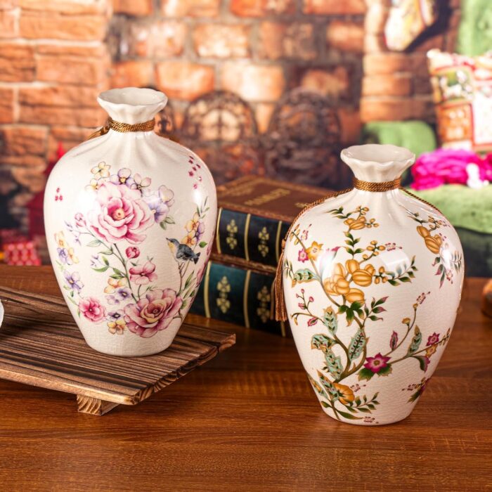 KAMMAK Colored Ceramic Vase, Beautiful Hand-Painted Decorative Vase, Modern Art Porcelain Vase for Flower Mantle Dining Table Centerpiece, Entryway Living Room Wedding...