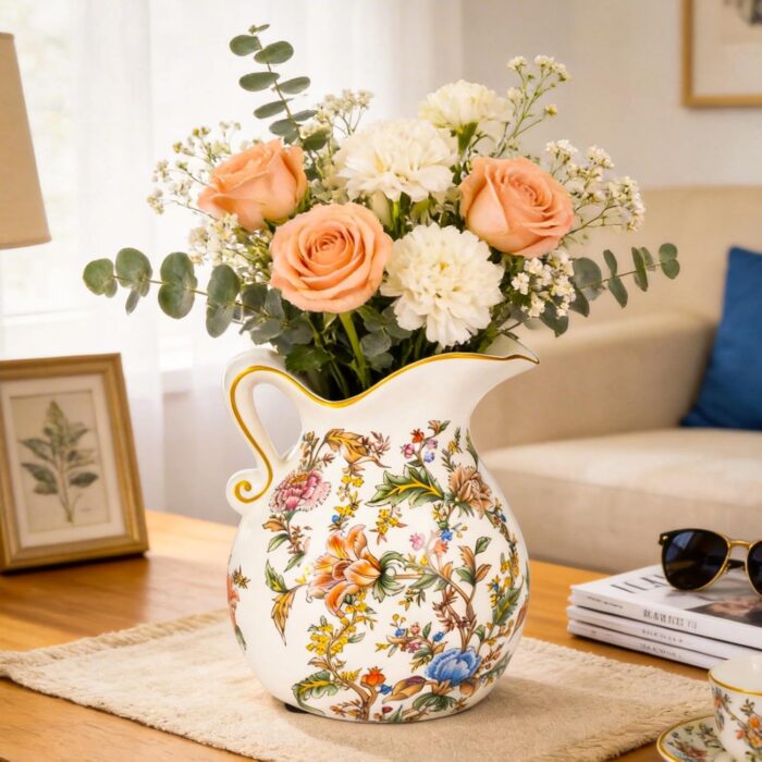 KAMMAK Colored Ceramic Vase, Beautiful Hand-Painted Decorative Vase, Modern Art Porcelain Vase for Flower Mantle Dining Table Centerpiece, Entryway Living Room Wedding...