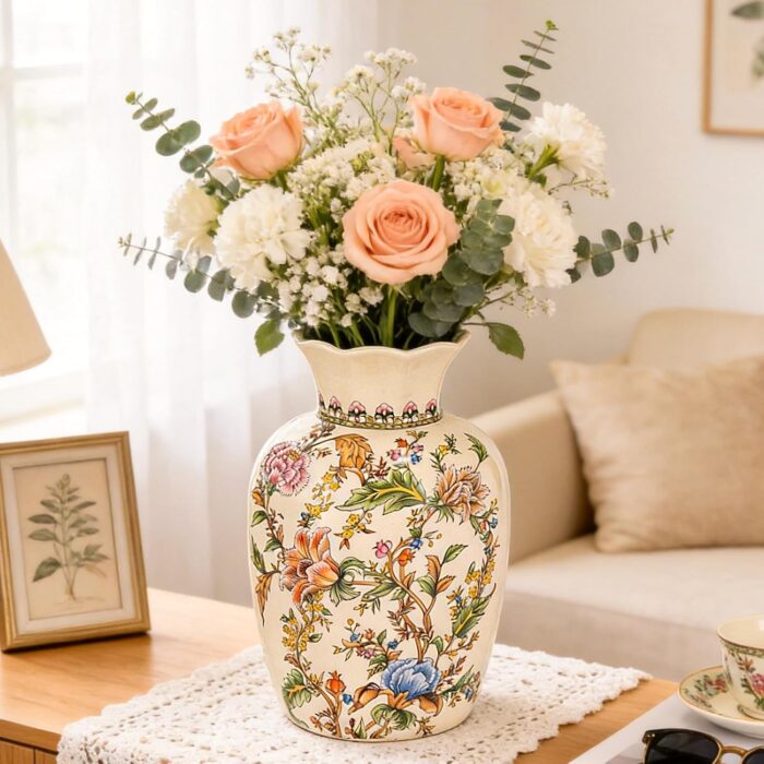 KAMMAK Colored Ceramic Vase, Beautiful Hand-Painted Decorative Vase, Modern Art Porcelain Vase for Flower Mantle Dining Table Centerpiece, Entryway Living Room Wedding...