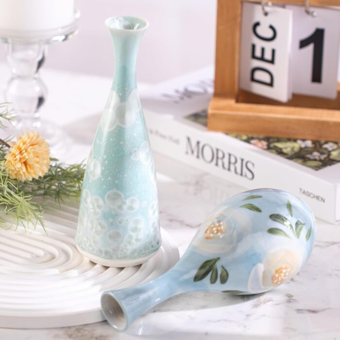 KAMMAK Colored Ceramic Vase, Beautiful Hand-Painted Decorative Vase, Modern Art Porcelain Vase for Flower Mantle Dining Table Centerpiece, Entryway Living Room Wedding...