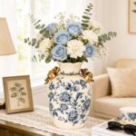 KAMMAK Colored Ceramic Vase, Beautiful Hand-Painted Decorative Vase, Modern Art Porcelain Vase for Flower Mantle Dining Table Centerpiece, Entryway Living Room Wedding...