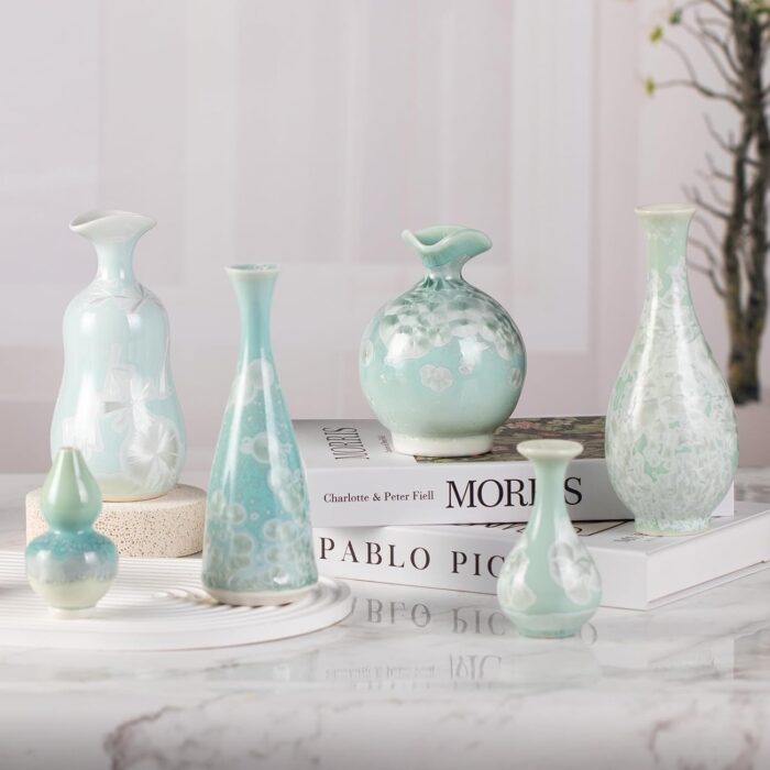 KAMMAK Colored Ceramic Vase, Beautiful Hand-Painted Decorative Vase, Modern Art Porcelain Vase for Flower Mantle Dining Table Centerpiece, Entryway Living Room Wedding...